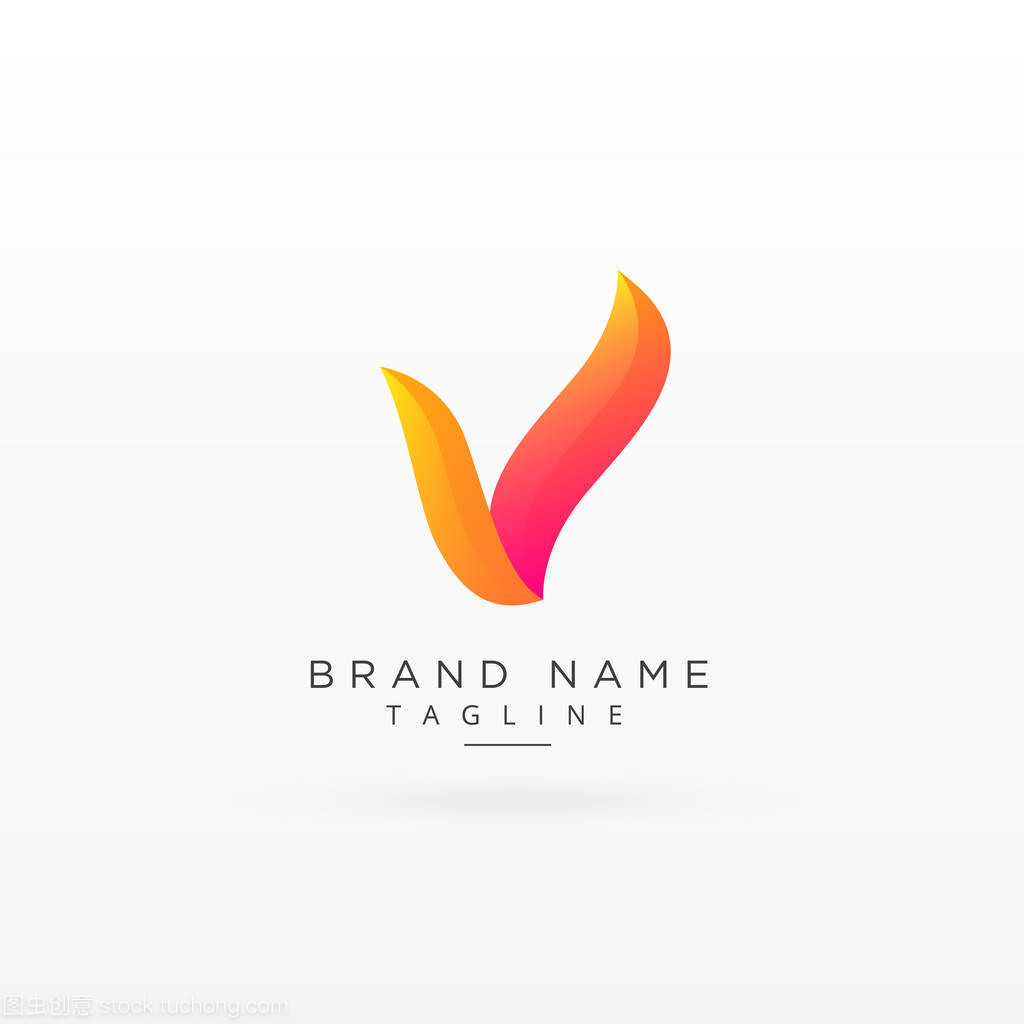字母 V 彩色標志的創意概念設計